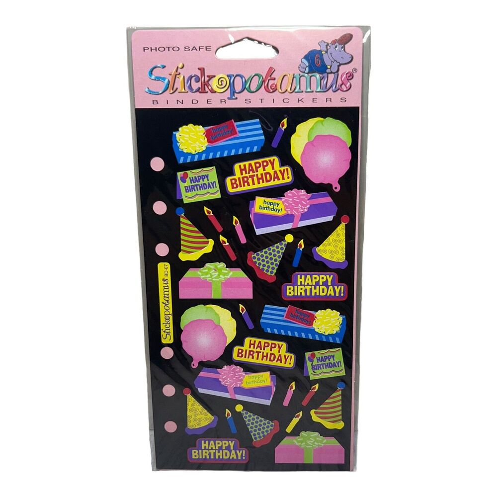 VINTAGE Stickopotamus Stickers - Happy Birthday